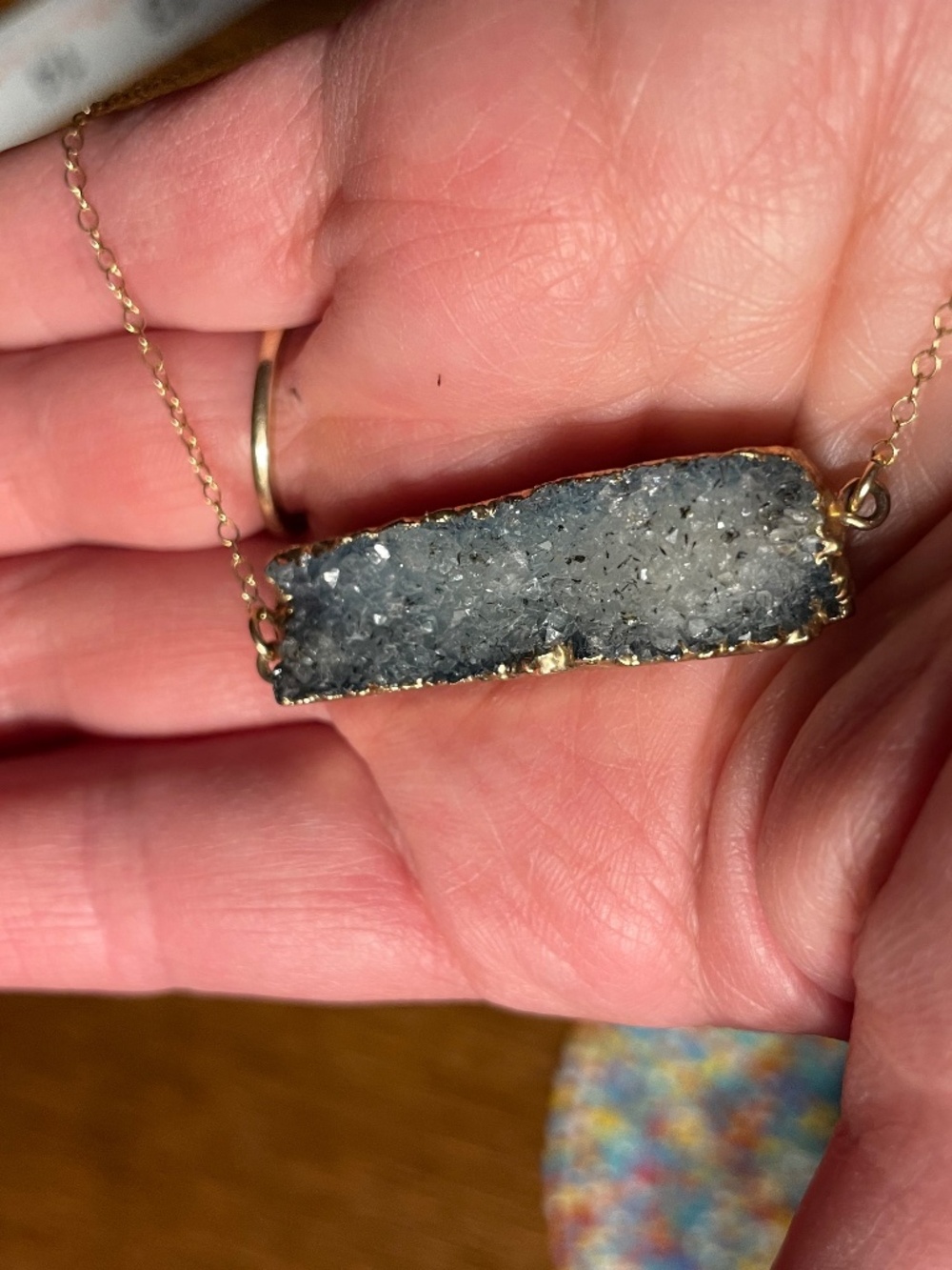 Smoky druzy quartz pendent necklace